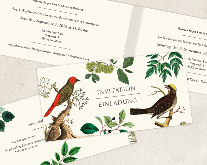 Einladungskarte DIN lang für eine Hochzeit
